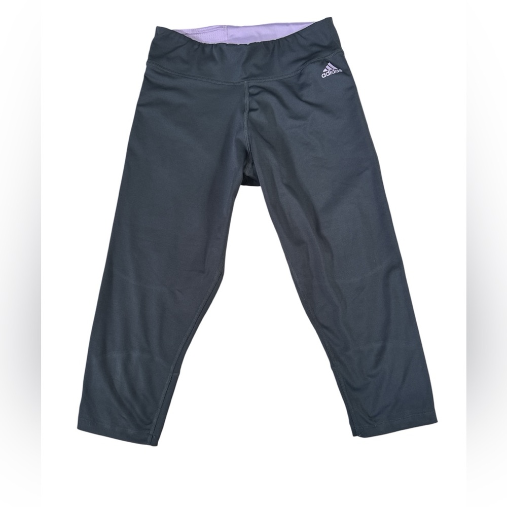 Adidas Capri Charcoal Leggings with Lavender accents
